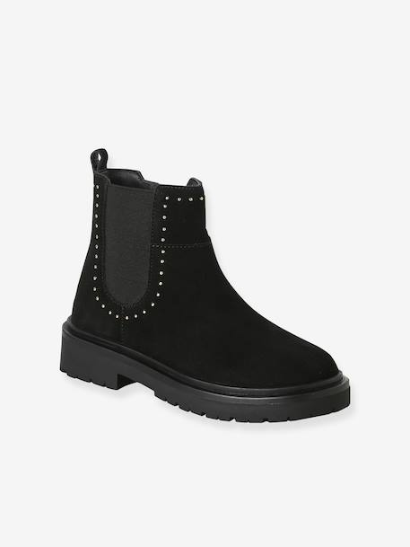 Boots fille cuir zippées noir 1 - vertbaudet enfant 