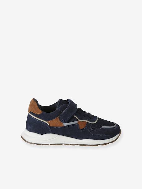 Baskets garçon cuir à scratch kaki+marine 8 - vertbaudet enfant 