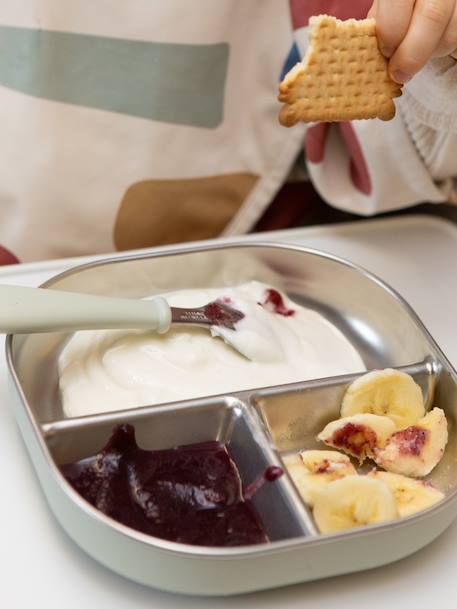 Assiette compartimentée inox rose+vert 6 - vertbaudet enfant 