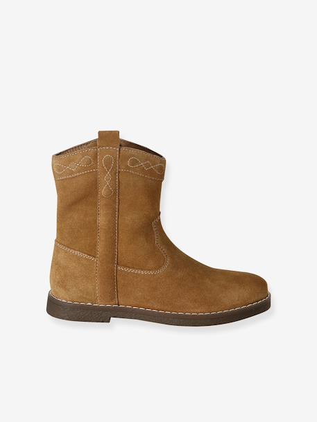 Boots fille cuir zippées marron 2 - vertbaudet enfant 