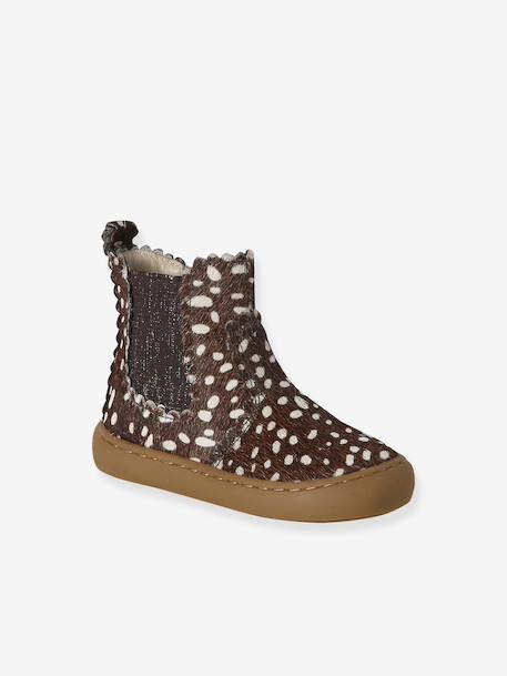 Boots bébé fille cuir zippées brun+jaune d'or+marine+vieux rose 1 - vertbaudet enfant 