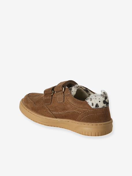 Baskets enfant fille cuir à scratchs beige+marron+vieux rose 8 - vertbaudet enfant 