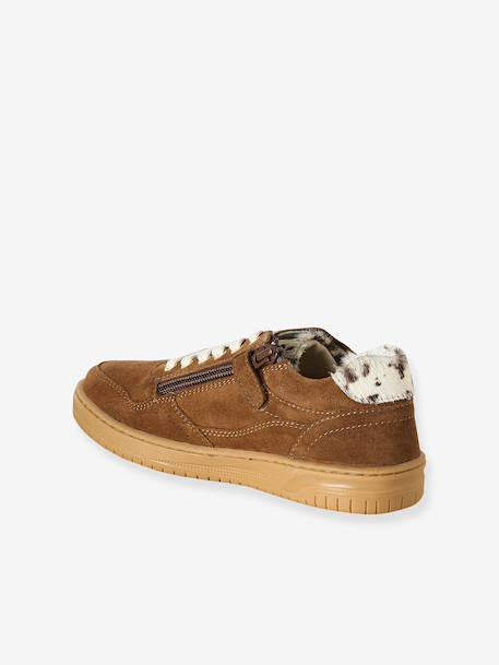 Baskets fille cuir à lacets fermeture zip beige+marron 8 - vertbaudet enfant 
