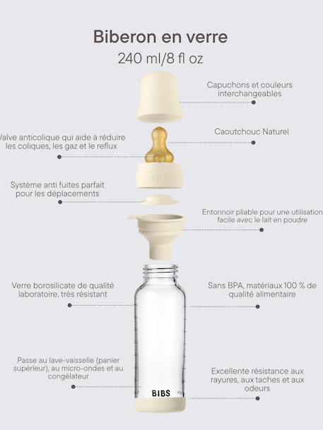 Biberon en verre 240ml ivoire 2 - vertbaudet enfant 