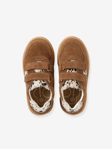 Baskets enfant fille cuir à scratchs beige+marron+vieux rose 10 - vertbaudet enfant 
