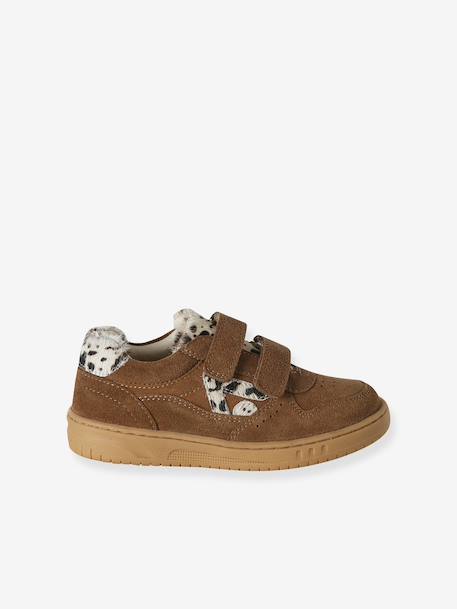 Baskets enfant fille cuir à scratchs beige+marron+vieux rose 7 - vertbaudet enfant 