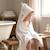 Grande cape de bain en coton et bambou gallina Écru – motif poules champêtre 3 - vertbaudet enfant 