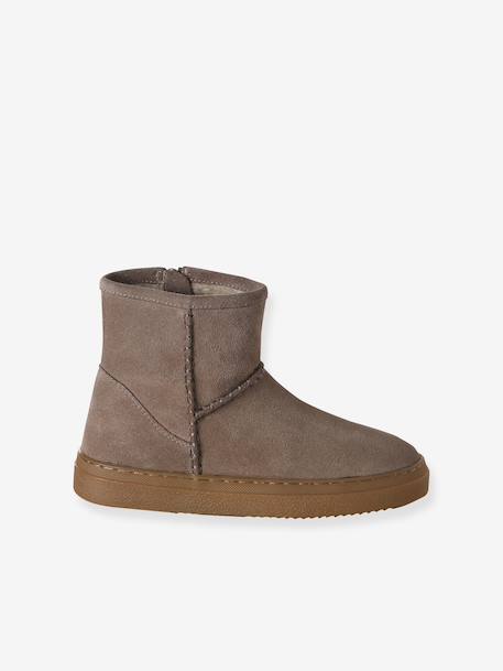 Boots fille cuir zippées taupe 2 - vertbaudet enfant 