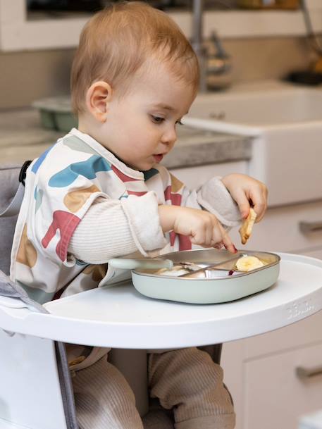 Assiette compartimentée inox rose+vert 5 - vertbaudet enfant 