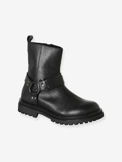 Chaussures-Boots fille cuir zippées