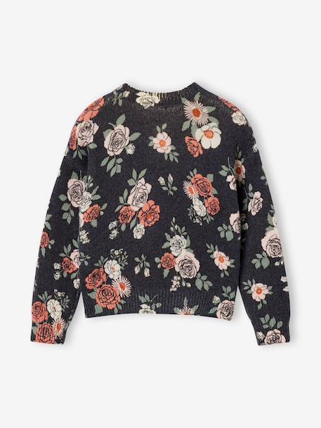 Pull fille col rond manches longues bleu ardoise 2 - vertbaudet enfant 