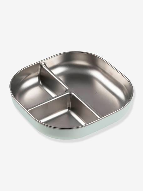 Assiette compartimentée inox rose+vert 10 - vertbaudet enfant 