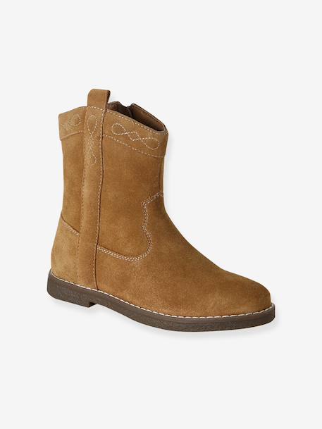 Boots fille cuir zippées marron 1 - vertbaudet enfant 