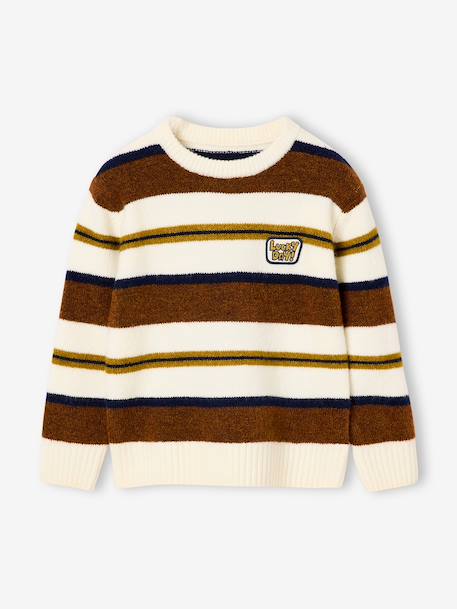 Pull garçon manches longues marine+noisette 11 - vertbaudet enfant 