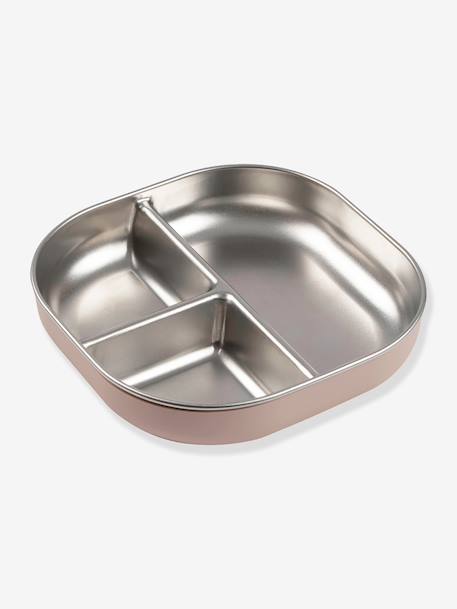 Assiette compartimentée inox rose+vert 4 - vertbaudet enfant 