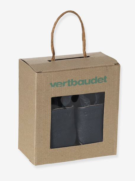 Chaussons élastiqués en cuir souple bébé bleu nuit+chocolat+marine 2 - vertbaudet enfant 
