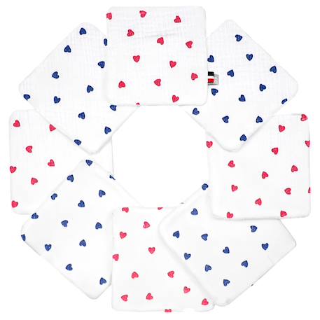 Lingettes bébé lavables 8 pièces lovio Imprimé coeurs 1 - vertbaudet enfant 