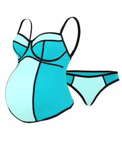 Vêtements de grossesse-Tankini de grossesse avec armatures rosy