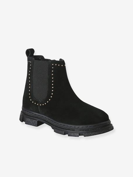 Boots fille cuir zippées noir 1 - vertbaudet enfant 