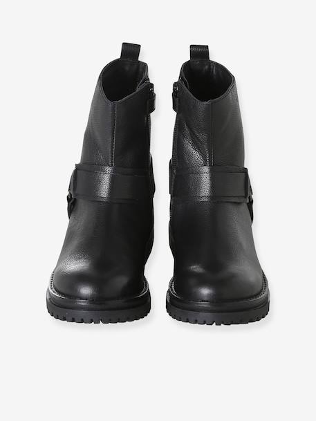 Boots fille cuir zippées noir 4 - vertbaudet enfant 
