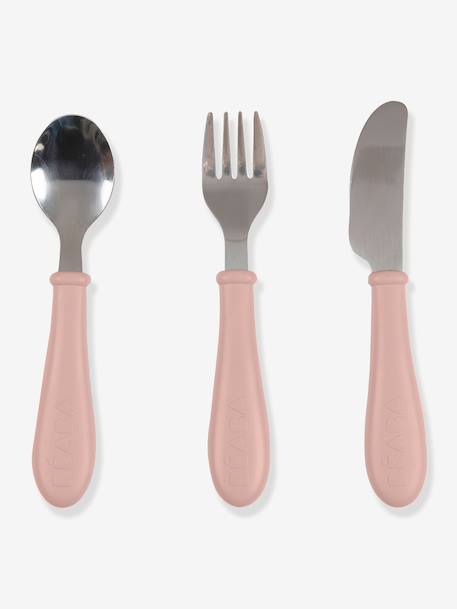 Set 3 couverts d'apprentissage inox airy green+old pink+rose+vert 14 - vertbaudet enfant 