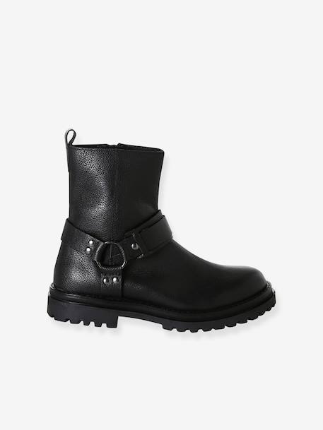 Boots fille cuir zippées noir 2 - vertbaudet enfant 