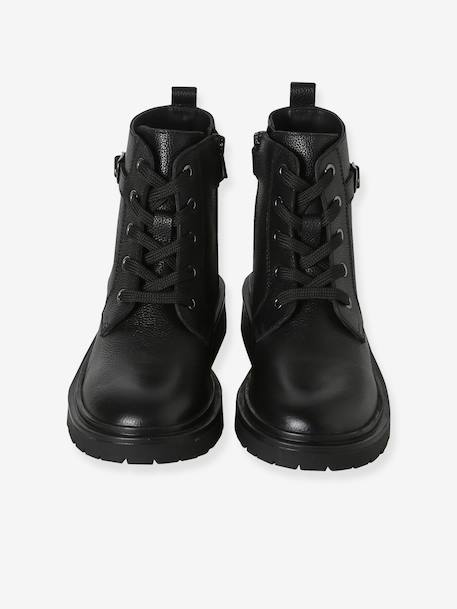 Boots fille cuir à lacets et zip noir 4 - vertbaudet enfant 