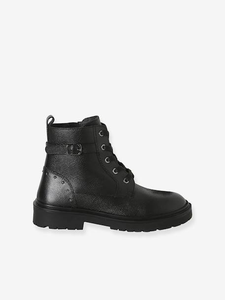 Boots fille cuir à lacets et zip noir 2 - vertbaudet enfant 