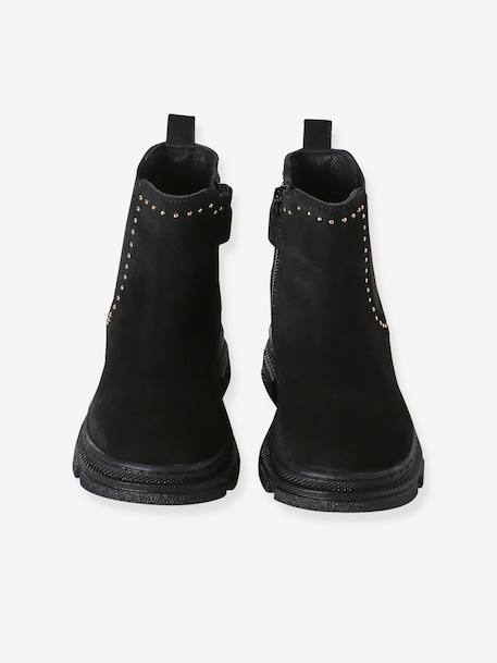 Boots fille cuir zippées noir 4 - vertbaudet enfant 