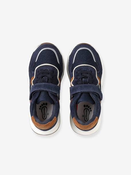 Baskets garçon cuir à scratch kaki+marine 10 - vertbaudet enfant 