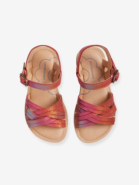 Sandales cuir fille collection maternelle marron+rose multicolore 14 - vertbaudet enfant 