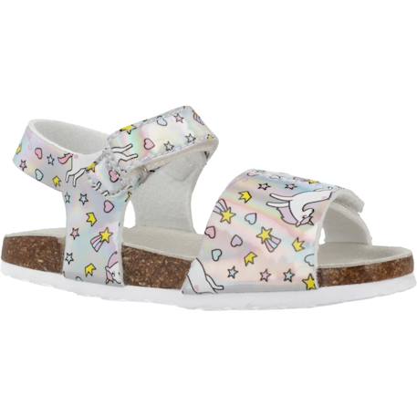 Sandale bébé synthétique fleurette Argent 020+Blanc 300 5 - vertbaudet enfant 