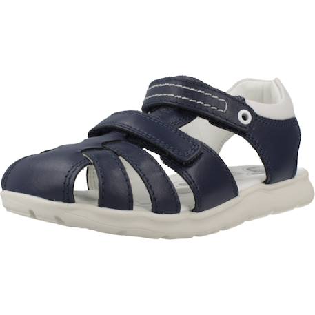 Sandale enfant cuir Blanc 300+Bleu 800 10 - vertbaudet enfant 