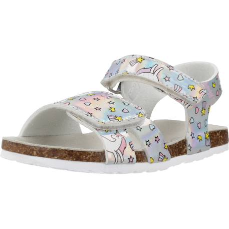 Sandale bébé synthétique fleurette Argent 020+Blanc 300 4 - vertbaudet enfant 