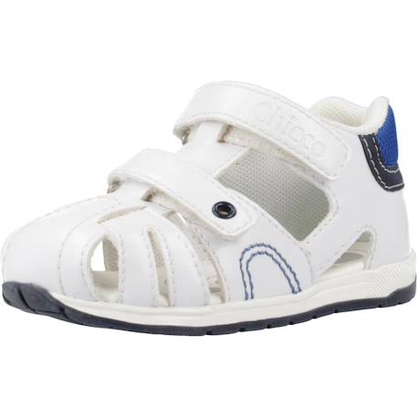 Sandale bébé synthétique Blanc+Bleu marine 4 - vertbaudet enfant 