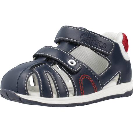Sandale bébé synthétique Blanc+Bleu marine 10 - vertbaudet enfant 