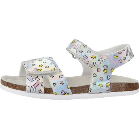Sandale bébé synthétique fleurette Argent 020+Blanc 300 2 - vertbaudet enfant 