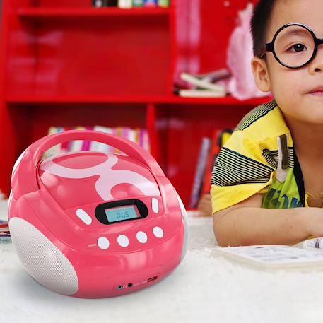 Lecteur cd enfant avec port usb et entrée audio, sortie casque - piles ou secteur Rose+Vert 4 - vertbaudet enfant 
