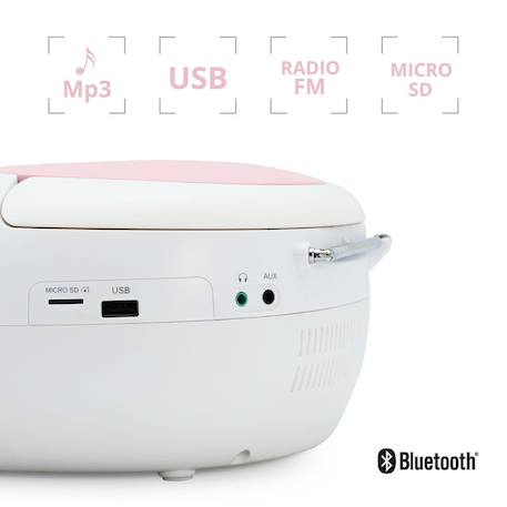 Lecteur cd radio céleste bluetooth, mp3 avec port usb, lecteur carte micro sd Bleu+Rose+Vert 9 - vertbaudet enfant 