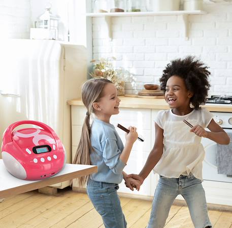 Lecteur cd enfant avec port usb et entrée audio, sortie casque - piles ou secteur Rose+Vert 5 - vertbaudet enfant 