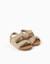 Sandales en daim à semelle intérieure en liège Beige clair+Bleu 4 - vertbaudet enfant 