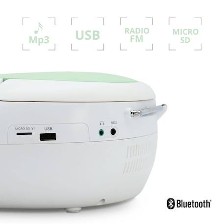 Lecteur cd radio céleste bluetooth, mp3 avec port usb, lecteur carte micro sd Bleu+Rose+Vert 15 - vertbaudet enfant 