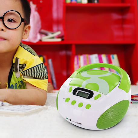 Lecteur cd enfant avec port usb et entrée audio, sortie casque - piles ou secteur Rose+Vert 10 - vertbaudet enfant 