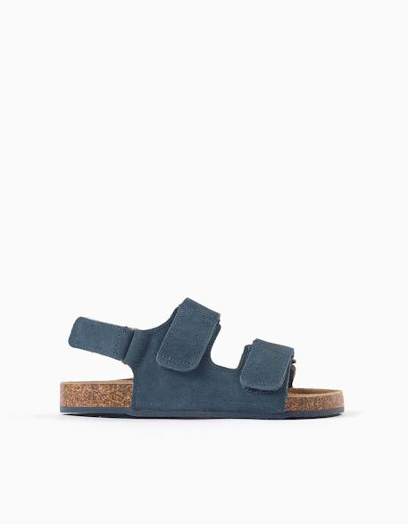 Sandales en daim à semelle intérieure en liège Beige clair+Bleu 6 - vertbaudet enfant 