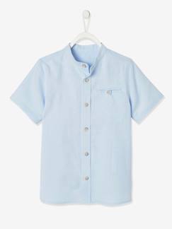 Chemise col Mao garçon en coton/ lin manches courtes  - vertbaudet enfant