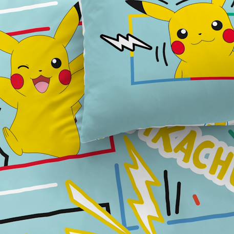 Parure de lit imprimée 100% coton, pokemon animation Bleu ciel 2 - vertbaudet enfant 