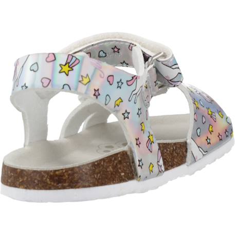Sandale bébé synthétique fleurette Argent 020+Blanc 300 3 - vertbaudet enfant 
