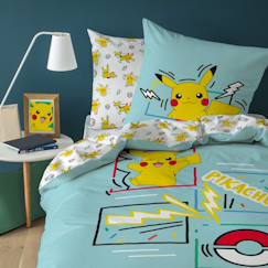 Linge de maison et décoration-Linge de lit enfant-Parure de lit imprimée 100% coton, pokemon animation