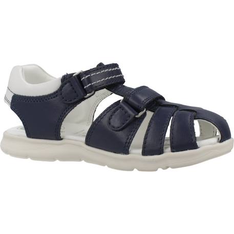 Sandale enfant cuir Blanc 300+Bleu 800 11 - vertbaudet enfant 