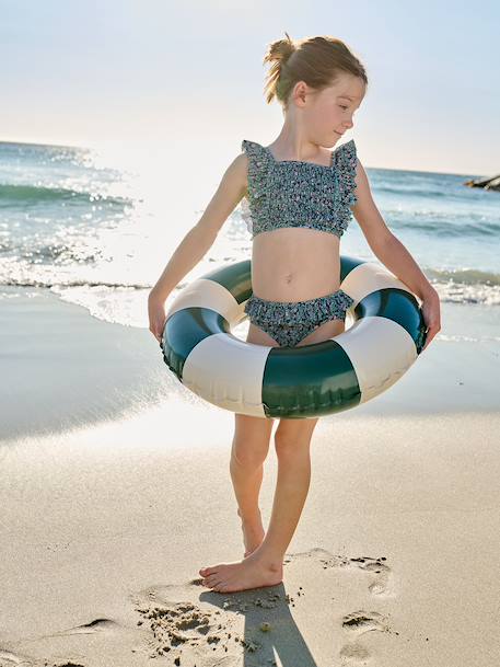 Maillot de bain 2 pièces fille fleurs vert émeraude 1 - vertbaudet enfant 